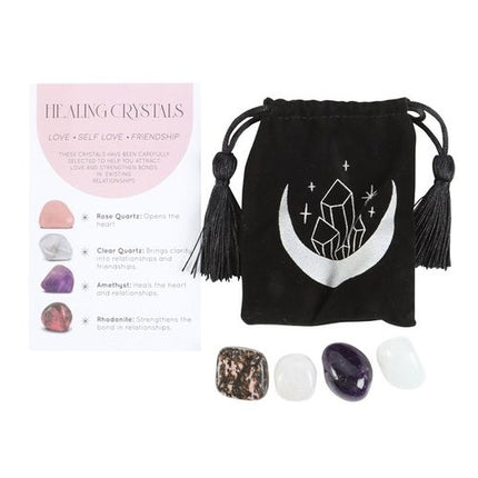 Love Healing Crystal Set with Moon Trinket Dish - Magical Emporium 