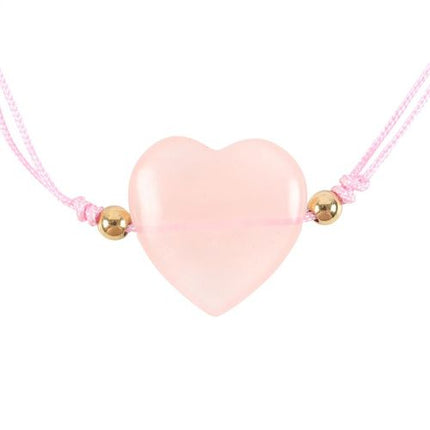 You Are Loved Rose Quartz Crystal Heart Bracelet Bracelet
