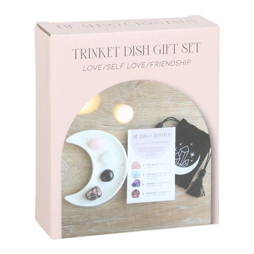Love Healing Crystal Set with Moon Trinket Dish - Magical Emporium 