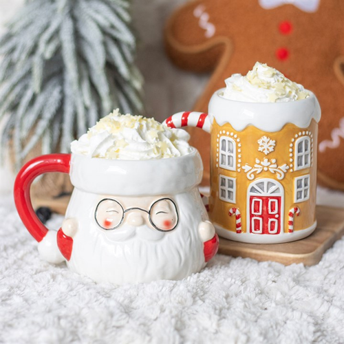 Candy Cane Gingerbread House Mug or Santa Mug