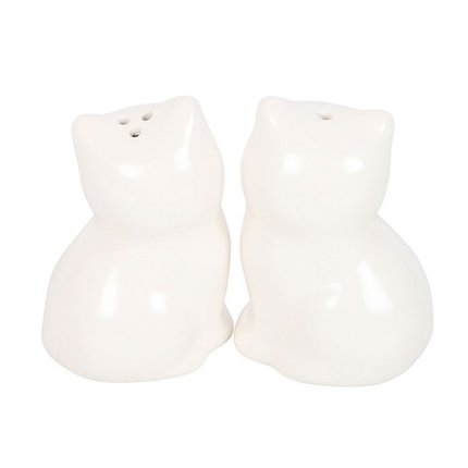 White Cat Shaped Salt and Pepper Shakers Condiments