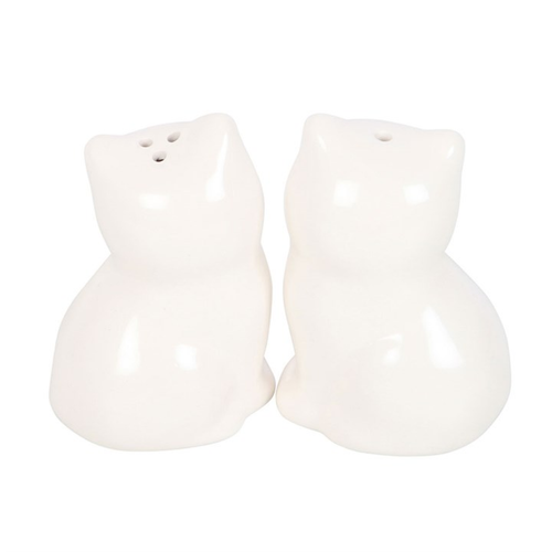 White Cat Shaped Salt and Pepper Shakers Condiments
