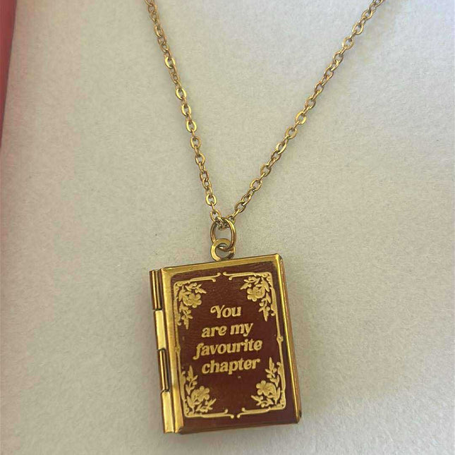Book Shaped Locket Necklace in Gift Box Necklace
