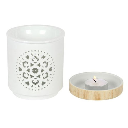White Mandala Cut Out Oil Burner Oil Burner