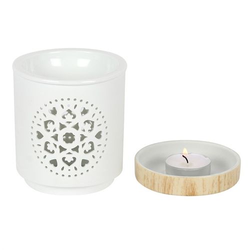 White Mandala Cut Out Oil Burner Oil Burner